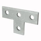 Plate, Tee, Height 3-1/2 Inches, Length 5-3/8 Inches, Width 1-5/8 Inches, Hole Diameter 9/16 Inches, Electro-Galvanized Steel