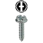 Sheet Metal Screw, Steel material, 1 in. length, #10 thread size, 5/16 in. head width, Hex Washer head type, Zinc Plated Finish, Slotted/Phillips drive type