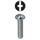 Machine Screw, Steel material, 1/4 x 3/8 in. Size, Round head type, Zinc Plated Finish, Slotted/Phillips drive type